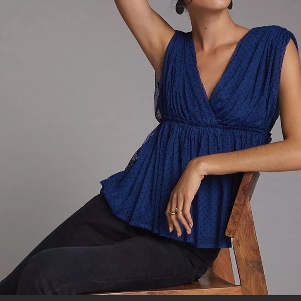 NWT Anthropologie V-Neck Tulle Blouse